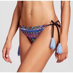 Mossimo Blue Ice With Tassels  Bikini Swim Bottom New w Tags